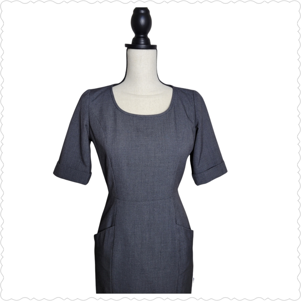 CALVIN KLEIN  Charcoal Sheath Dress, Size 2 - Picture 4 of 5
